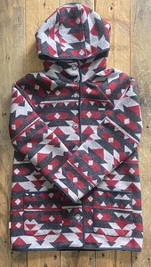 Element Azteken Navajo Muster Mantel - Fleece gefütterte Kapuze - rot grau schwarz - Medium - Bild 1 von 16