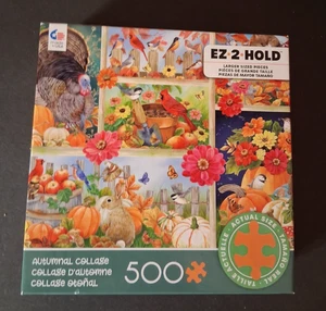 Ceaco Herbstliche Collage 500 Teile Puzzle + Poster große Teile vollständig - Bild 1 von 3