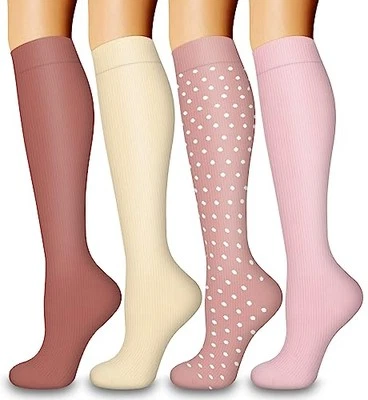  4 Pares-Calcetines de Compresión para Mujer y Hombre Circulación-Mejor Pequeño-Mediano 05-Rosa Foto 1 de 4