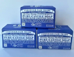Dr. Bronner's All-One Hemp Peppermint Pure-Castile  Soap  5 oz /140gEach x3 - Picture 1 of 2