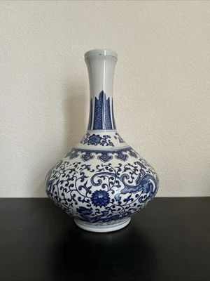 Jarrón chino de porcelana azul y blanco 12" Foto 1 de 4