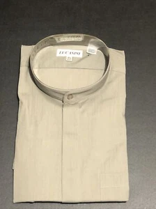 Camisa de vestir para hombre (cuello con bandas) LUCASINI NUEVA CON ETIQUETAS MANGA 19 34-35 GRIS - Imagen 1 de 1