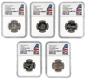 2005 S Clad Quarter 5 Coin Set NGC PF70 Ultra Cameo - Made In USA Holder - Picture 1 of 2