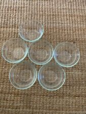 Set of 6 Vintage PYREX Clear Glass #463 6 oz Dessert Bowls Scalloped 3-Ring