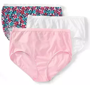 Women'S Fit for Me plus Size Cotton Brief Panties - 3 Pack 3DBRASP 12 Assorted - Picture 1 of 12