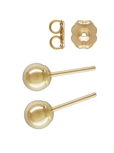 14K Gold Filled 5mm Round Ball Stud Earrings 1 Pair w/ Backs Hypoallergenic USA - Picture 1 of 1