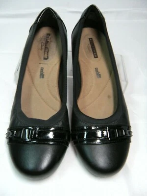 Zapatos planos de ballet Clarks Collection para mujer talla 7 M negros con ribete de charol #JS Foto 1 de 4