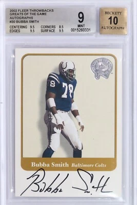 2002 Bubba Smith #30 Fleer Greats Game Auto BGS 9 AUTO 10 Throwbacks GOTG - Image 1 of 2
