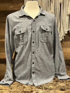LRG Lifted Research Group Men’s Large Solid Gray L/S Button Up Shirt - Picture 1 of 9
