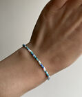 Blue Petite Elastic Seed Bead Beaded Tibetan Silver Friendship Bracelet For Her
