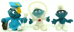Vintage Graduation, Astro & Brainy Smurf Figure Peyo Schleich Collectible Toys - Picture 1 of 10