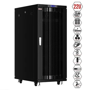 Server Rack 22U Enclosed 39-Inch Deep Cabinet Locking Networking Data Vented - Picture 1 of 12