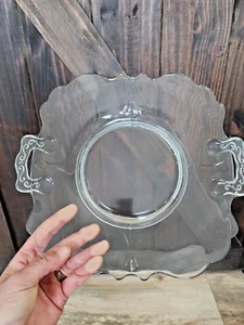 Vintage LE Smith Mt Pleasant Depression Glass Scalloped Square Tray with Handles - Picture 1 of 4