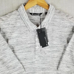 NWT $95 TRAVIS MATHEW Size 2XL Gray Space Dye Stripe Mens Polo Shirt Golf - Picture 1 of 12