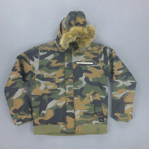 Parka Camouflage Quiksilver Homme L Kaki Chaud Imperméable Capuche Fourrée Polye - Imagen 1 de 12