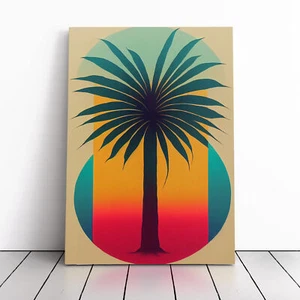 Palme Retro Leinwand Wandbild Kunstdruck gerahmtes Bild Deko Wohnzimmer Schlafzimmer - Bild 1 von 5