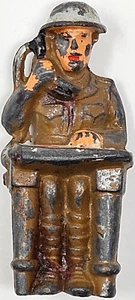 Barclay Manoil Toy Soldier Cast Metal Field Map Officer Seated w/ Telephone VTG - Picture 1 of 6