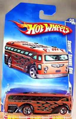 Autobús escolar Hot Wheels Walmart #111 HW City Works 5/10 Surfin 2009 marrón con RL5Sp Foto 1 de 4