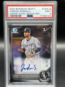 2022 Bowman Draft Jordan Sprinkle 1st Bowman Black Auto /75 White Sox PSA 9