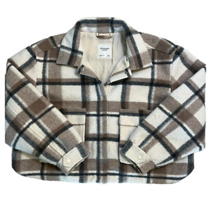 Abercrombie & Fitch Fuzzy Fleece Shacket Kurtka Kieszenie Przycięte zatrzaski Rozmiar XL