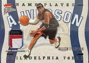2002-03 Fleer Nameplates ALLEN IVERSON 76ers 3 clr GU Jersey Patch RARE - Bild 1 von 2
