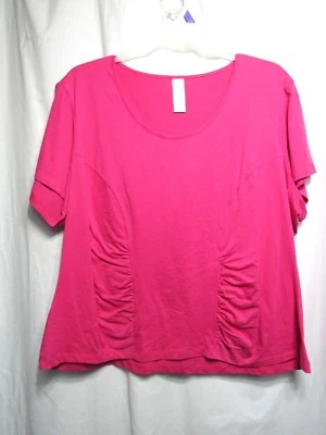 Изгибы Топ Sz 3 X розовый пуловер круглый вырез короткий рукав собранный повседневный работы - Изображение 1 из 4