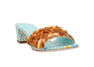 Tory Burch Annette Fleck Blumendruck Pailletten 45 mm Sandale Pantoletten Größe 7,5 - Bild 1 von 12