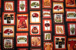 GILDED KIMONO PATCH FROM MAKOWER UK - 100% COTTON FABRIC - Picture 1 of 7