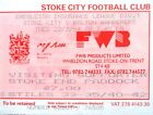 Football Ticket ? Stoke City V Bolton Wanderers ? 22/02/94