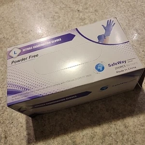 SafeWay Nitrile Disposable Exam Gloves, Ambidextrous Gloves, with Textured Tips  - Picture 1 of 3