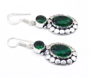 925 Sterling Silver Chrome Diopside Gemstone Handmade Jewelry Earring Size-1.50 - Picture 1 of 7