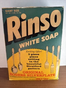 Vintage 1965 NOS Lever Rinso Solium Laundry Detergent Box Rogers Silver Offer - Picture 1 of 9