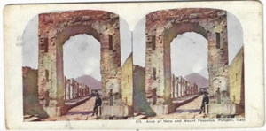 815 - Arch of Nero and Mount Vesuvius, Pompeii, Italy Color Stereoview - Picture 1 of 2