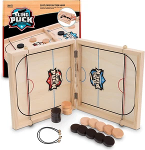 Fast Sling Puck Table Board Game I Wooden Family Indoor Two Player, Table Games - Picture 1 of 12
