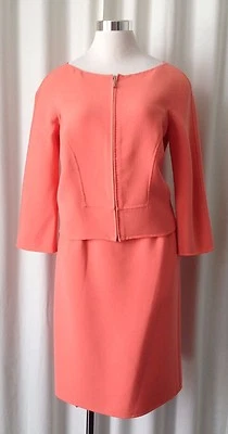 Falda Traje Lana Melocotón Oscar De La Renta Talla 8 Como Nueva Foto 1 de 4