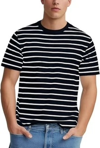 NUEVO CON ETIQUETAS Camisa Para Hombres Manga Corta Cuello Redondo Clásica Horizontal Rayas Talla XL - Imagen 1 de 5