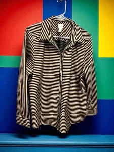 Women's Imperial Stripe No Iron Tunic Top Size 3 Chico’s Equals 16 / XL - Picture 1 of 3