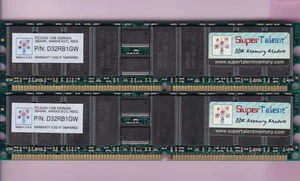 2GB 2x1GB PC3200R DDR-400 ECC REG SUPER*TALENT D32RB1GW MEMORY KIT DDR1 PC-3200R - Picture 1 of 3