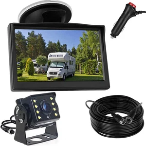 12V-24V 4 Pin 5" Car Monitor Caravan Bus Truck IR Rear View Backup Camera Kit - Picture 1 of 21