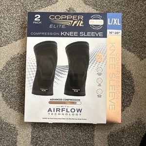 Elite Copper Fit Knee Compression Sleeve Flexible L/XL 16"-20" 2 Pack - Picture 1 of 1