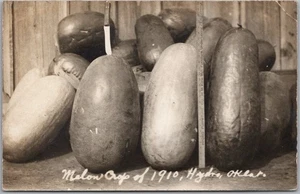 Vintage HYDRO Oklahoma Echt Foto RPPC Postkarte "Melonenernte von 1910" Wassermelonen - Bild 1 von 2