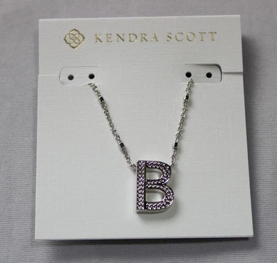 Collar colgante Kendra Scott para mujer letra B SV3 chapado en rodio cadena de 19" L Foto 1 de 4