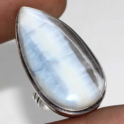 Owhyee синий опал 925 серебро покрытием ручной работы кольцо США 6 изысканный подарок JW - Изображение 1 из 3