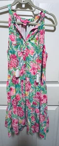 Lilly Pulitzer Carolane Floral Drop Waist Neckholder Dress Wms S V Neck Button Lined - Bild 1 von 10