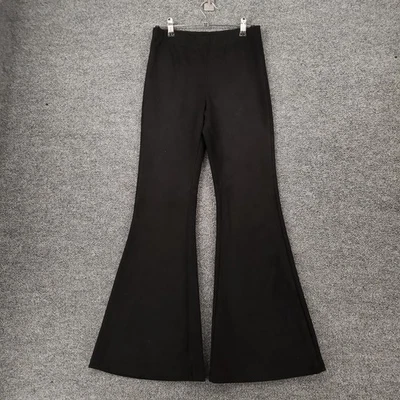 Pantalones Forever 21 para mujer S pequeños negros acampanados campana parte inferior tirar de cintura elástica Foto 1 de 4