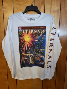 Marvel THE ETERNALS Shirt SMALL Long Sleeve Graphic t WHITE Immortals Walk A2 - Picture 1 of 6
