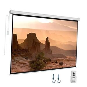 100inch Motorized Projector Screen, Support 16:9 4K 1080P,3D Power Cord Left