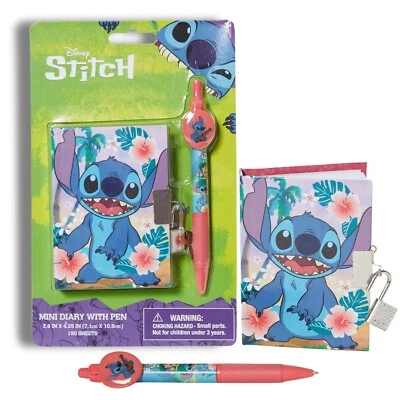 Innovative Designs Disney Stitch Mini Diary with Lock and Keys, Ballpoint Pen... - Image 1 of 4