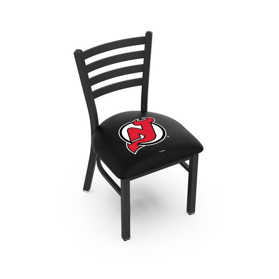 NHL-L00418 Blk Wrinkle New Jersey Devils Stationary Chair w/ Ladder Style Back - Image 1 of 1