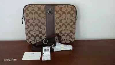 Coach Canvas Khaki/ Mahogany Tablet Crossbody Bag Detachable Strap NWT - Image 1 of 2